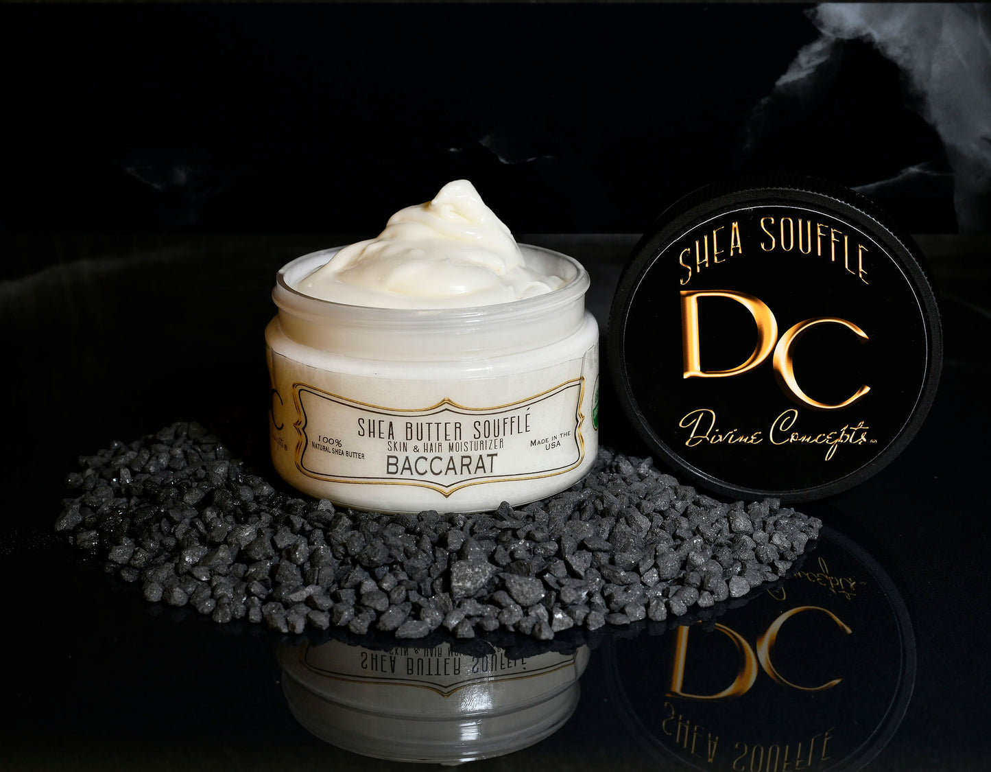 DC Shea Butter Soufflé Baccarat Rouge scent organic whipped skin and hair moisturizer by DC Divine Concepts