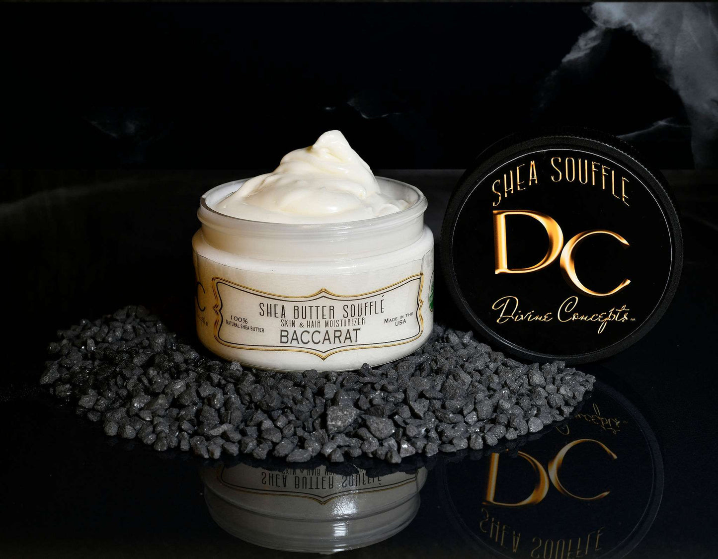 DC Shea Butter Soufflé Baccarat Rouge scent organic whipped skin and hair moisturizer by DC Divine Concepts