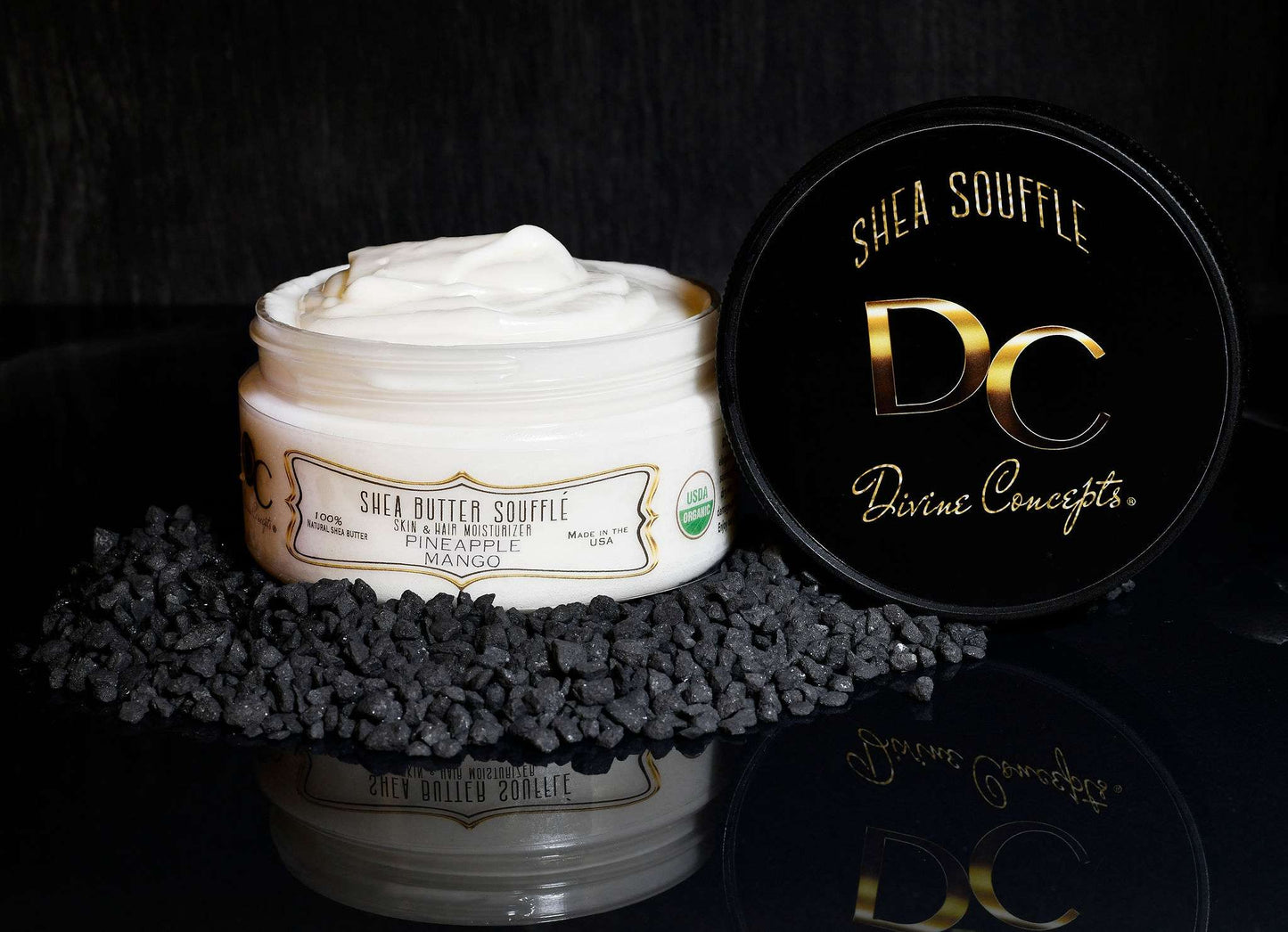 DC Shea Butter Soufflé Pineapple Mango organic whipped skin and hair moisturizer by DC Divine Concepts