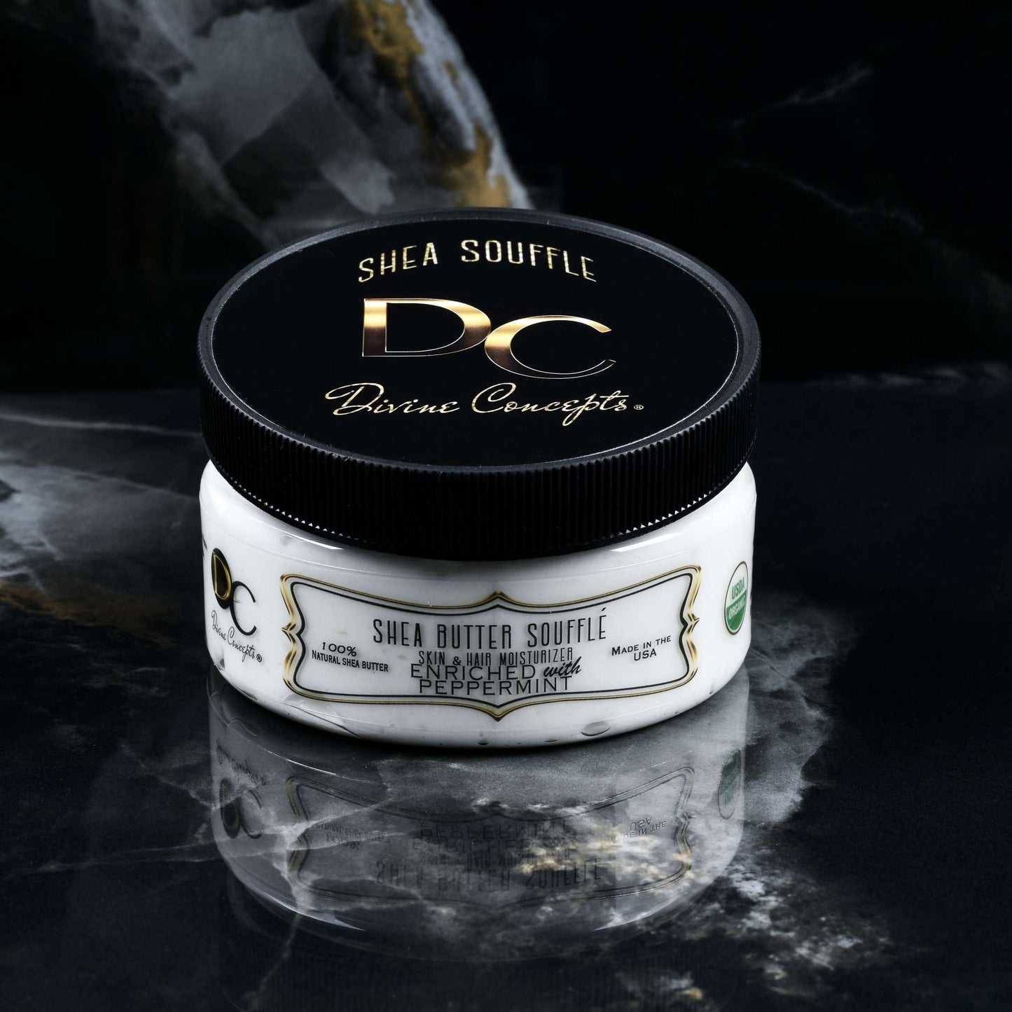 DC Shea Butter Soufflé Enriched with Peppermint organic whipped skin and hair moisturizer by DC Divine Concepts