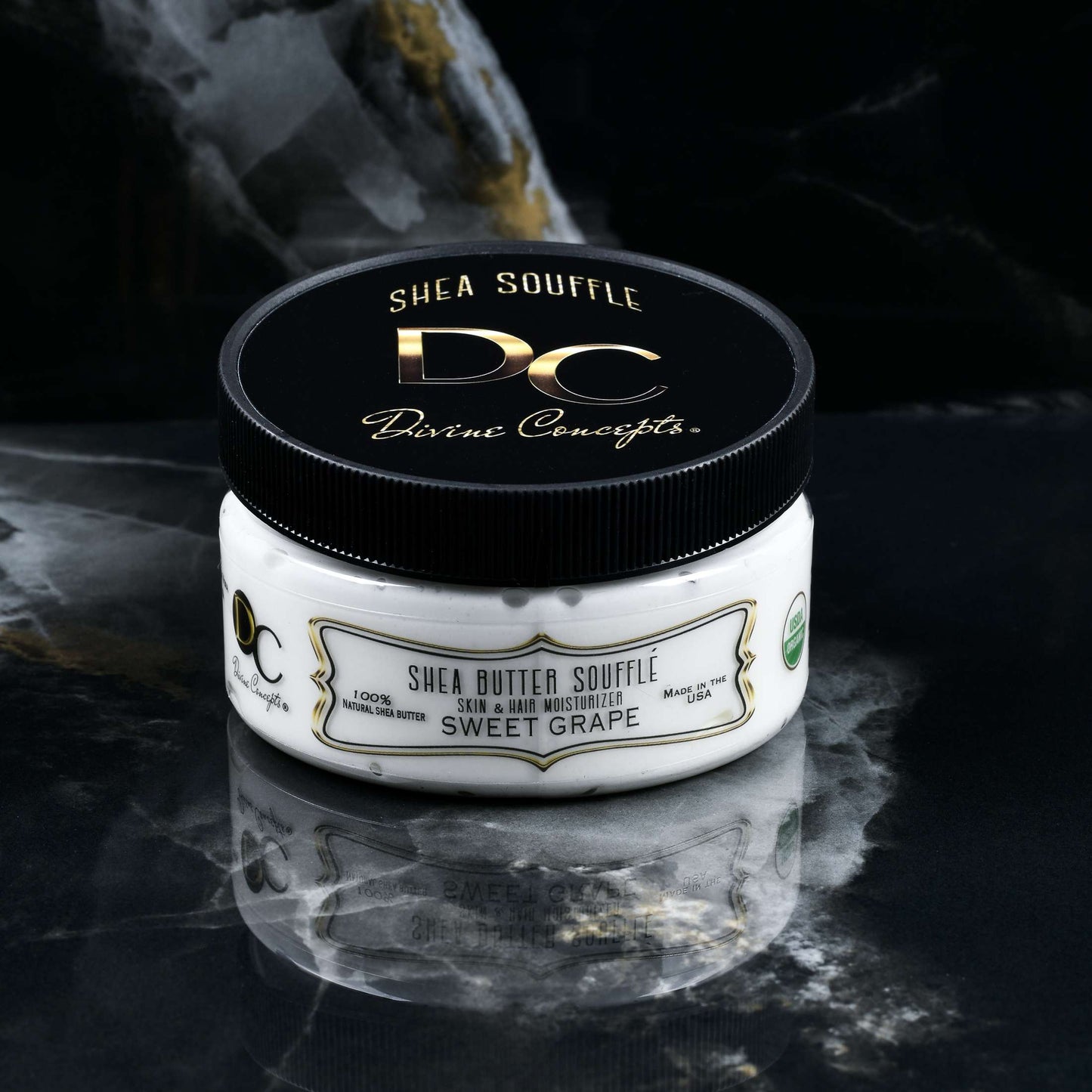 DC Shea Butter Soufflé Sweet Grape organic whipped skin and hair moisturizer by DC Divine Concepts