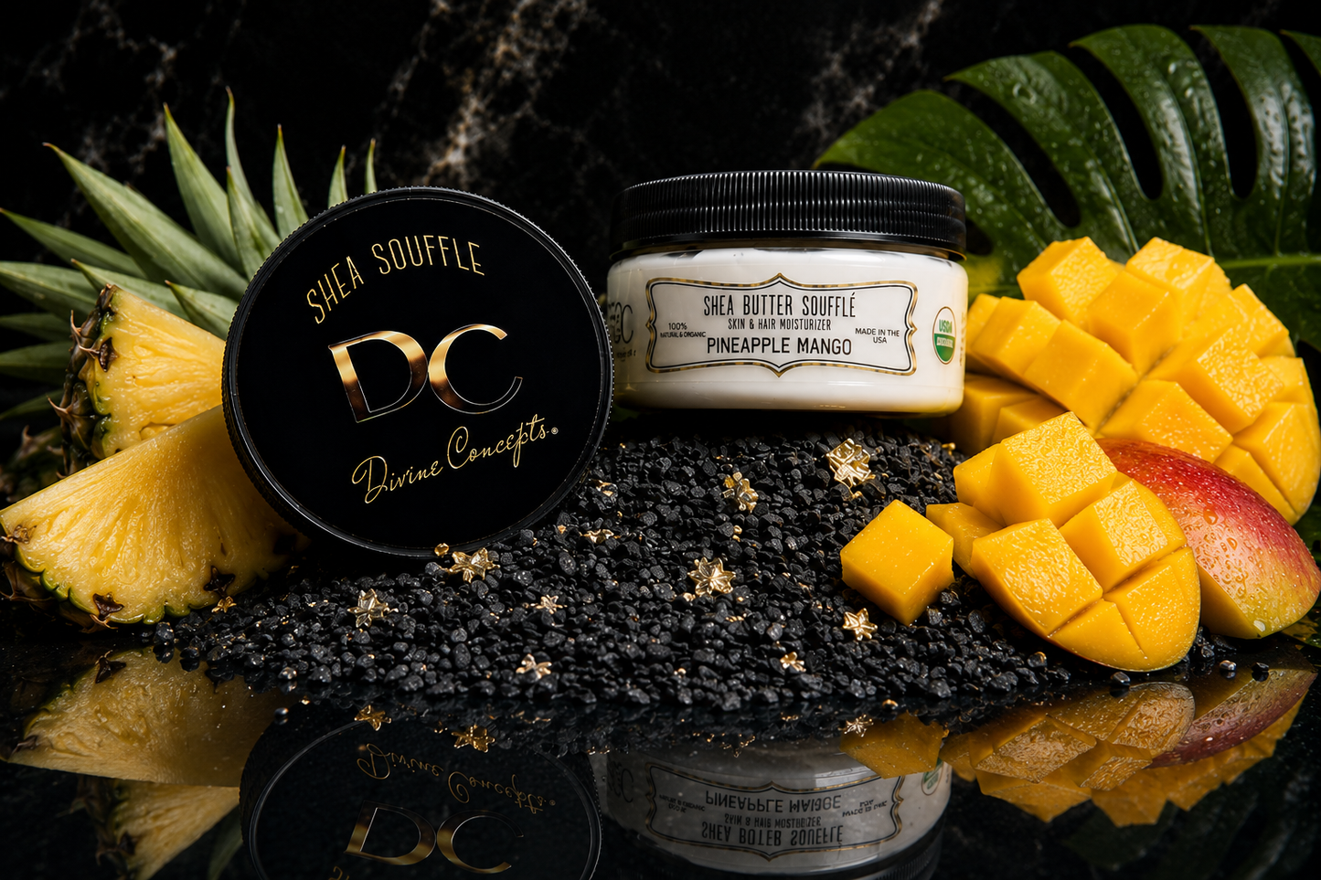 DC Shea Butter Soufflé Pineapple Mango organic whipped skin and hair moisturizer by DC Divine Concepts