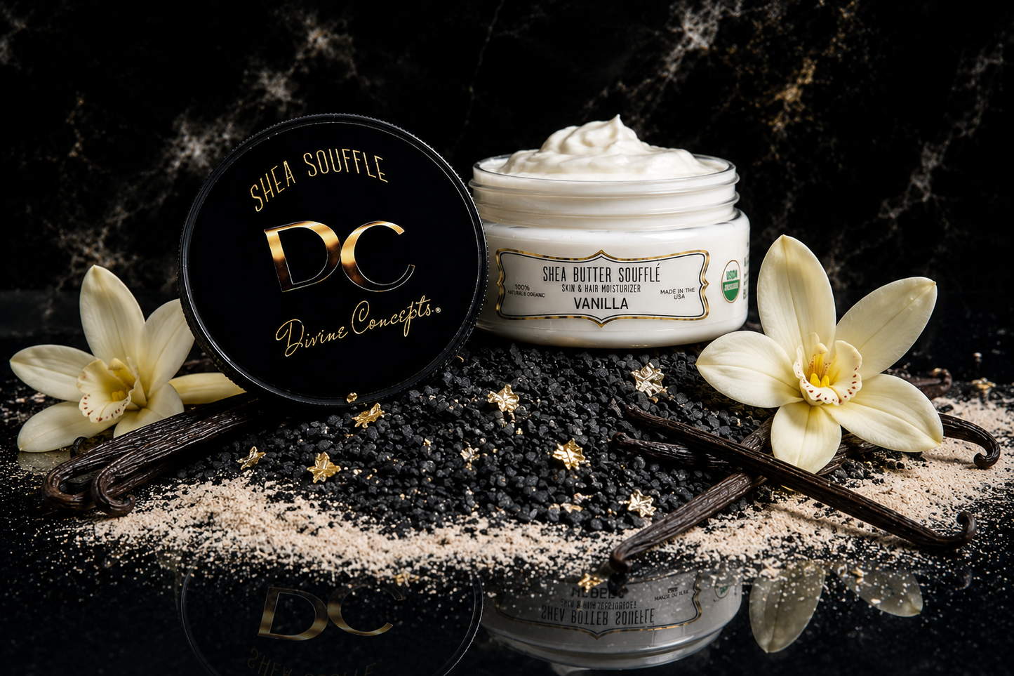 DC Shea Butter Soufflé Vanilla organic whipped skin and hair moisturizer by DC Divine Concepts