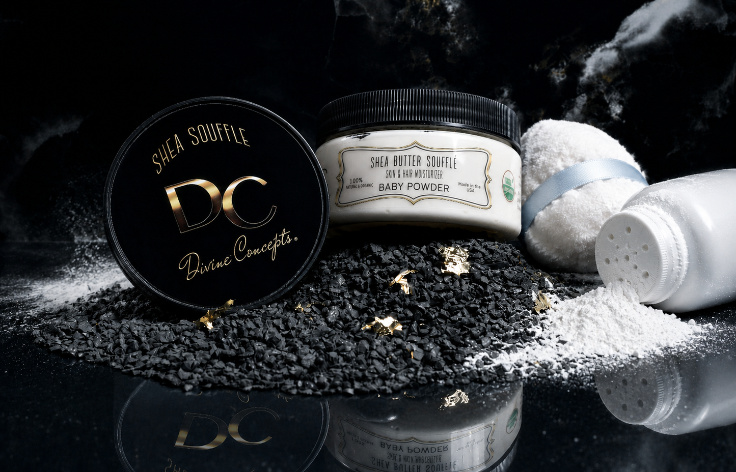 DC Shea Butter Soufflé Baby Powder scent baby safe organic whipped skin and hair moisturizer by DC Divine Concepts