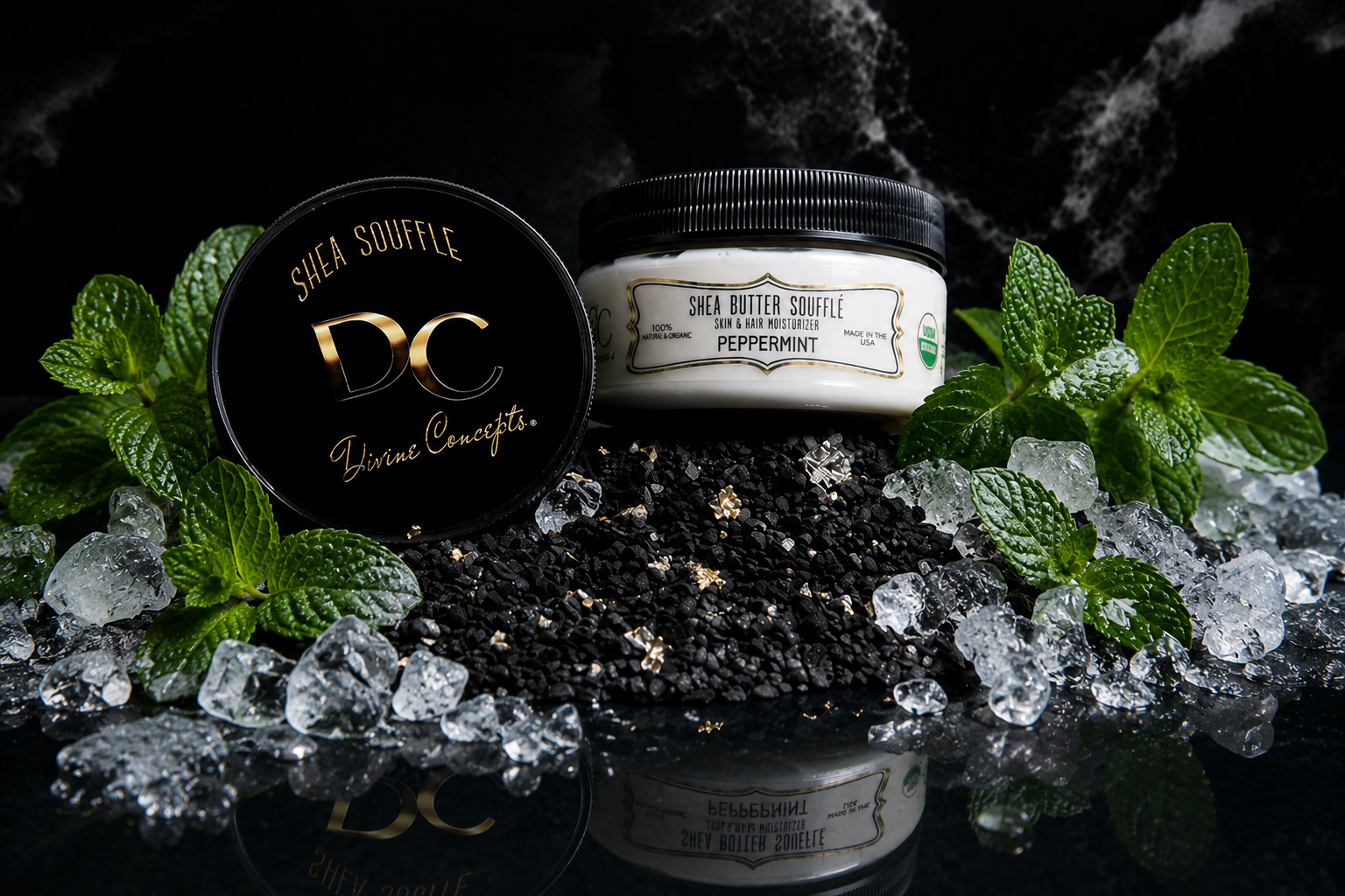 DC Shea Butter Soufflé Enriched with Peppermint organic whipped skin and hair moisturizer by DC Divine Concepts